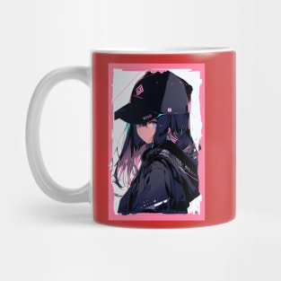 Aesthetic Anime Girl Pink Rosa Black | Quality Aesthetic Anime Design | Chibi Manga Anime Art Mug